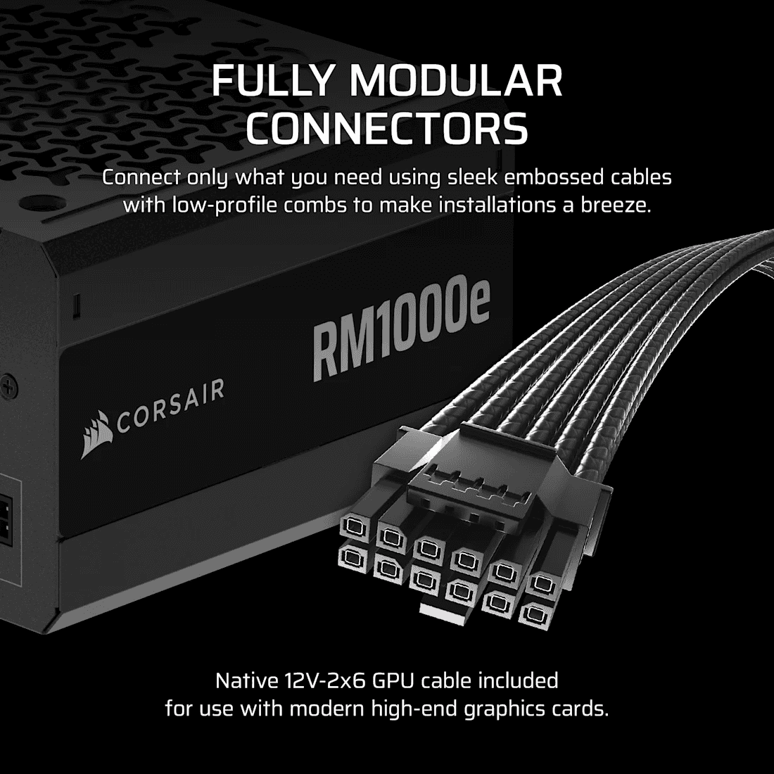 Corsair Corsair RM1000e Fully Modular Low-Noise ATX Power Supply | CP-9020297-UK - thumbnail 4