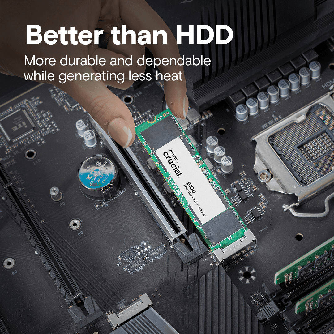 Crucial Crucial E100 2TB PCIe Gen4 NVMe M.2 SSD, Up to 5,000 MB/s, 3D NAND, Internal Solid State Drive | CT2000E100SSD8 - thumbnail 5