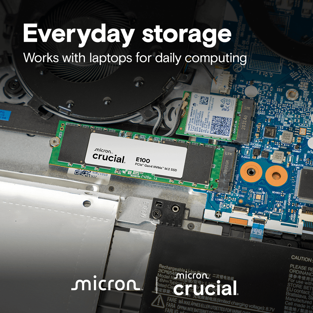 Crucial Crucial E100 2TB PCIe Gen4 NVMe M.2 SSD, Up to 5,000 MB/s, 3D NAND, Internal Solid State Drive | CT2000E100SSD8 - thumbnail 4