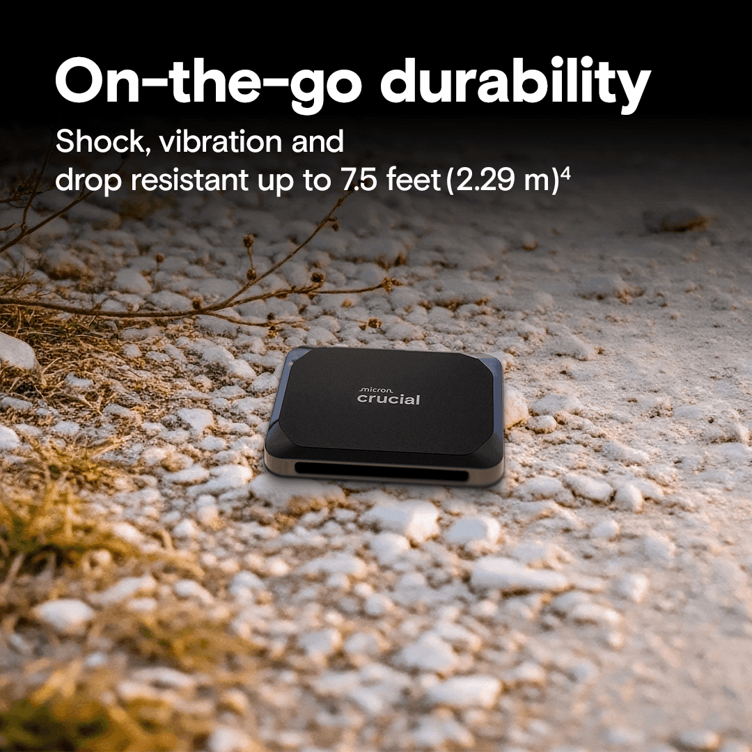 Crucial X9 1TB Portable SSD, USB 3.2 Gen-2 (10Gb/s) Interface, 1050 MB Sequential Read, PC, Mac, Tablet, Gaming Console, Android  | CT1000X9SSD9 thumbnail 2