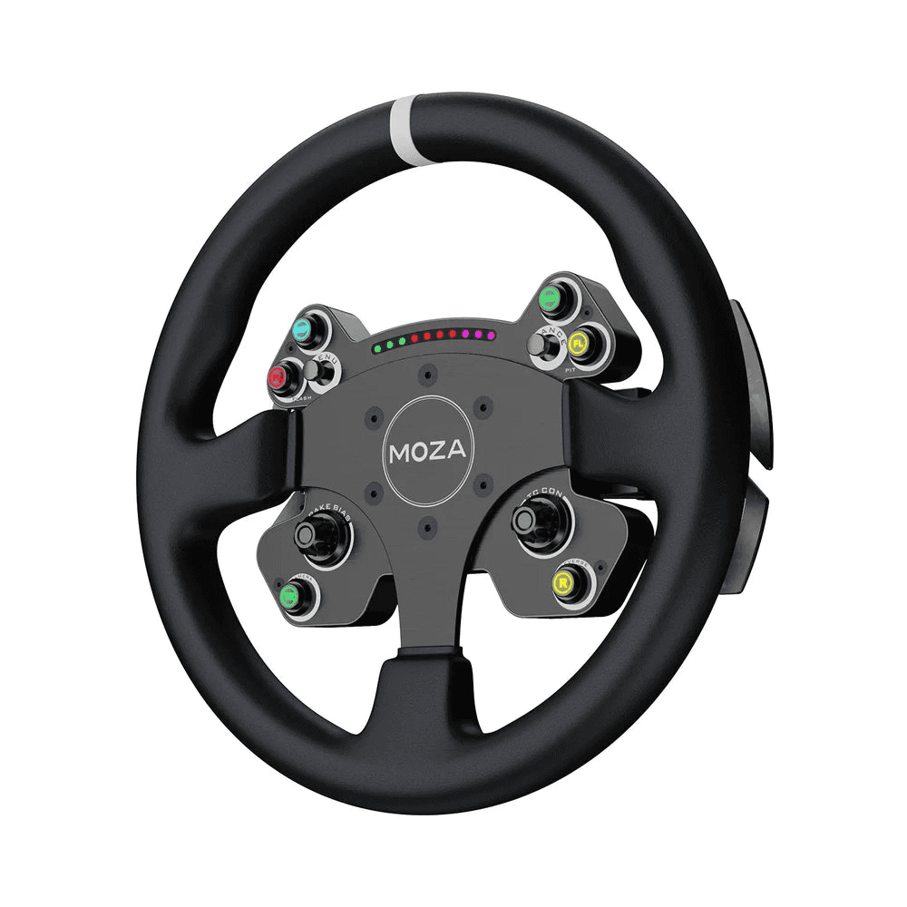 MOZA MOZA RS057 CS V2P Steering Wheel, 13-Inch Authentic Racing Rim, Microfiber Leather, Forged Carbon Fiber Shifters, Aviation-Grade Aluminum - thumbnail 2
