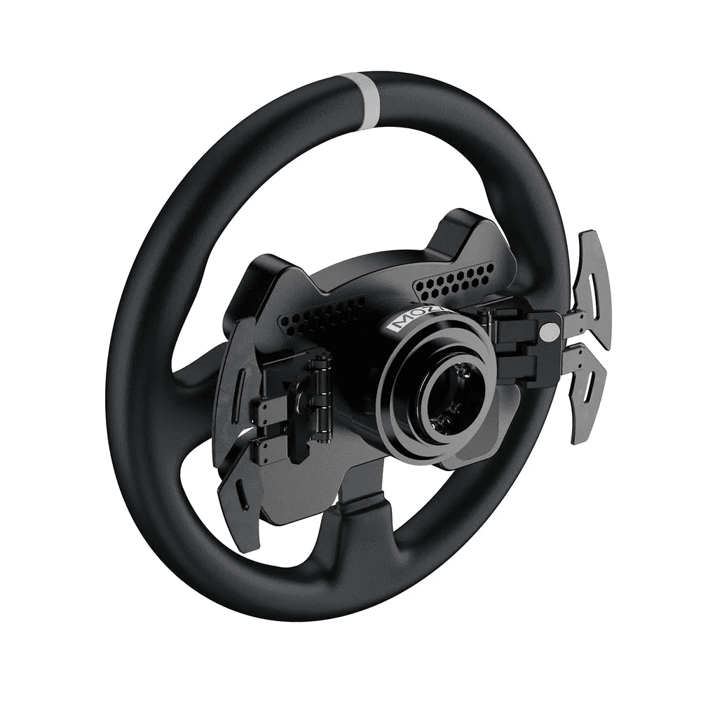 MOZA MOZA RS057 CS V2P Steering Wheel, 13-Inch Authentic Racing Rim, Microfiber Leather, Forged Carbon Fiber Shifters, Aviation-Grade Aluminum - thumbnail 4