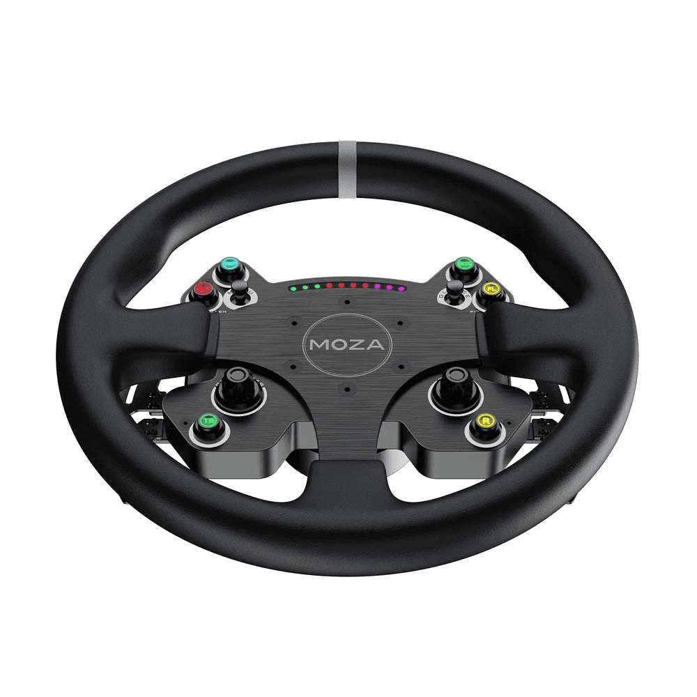 MOZA MOZA RS057 CS V2P Steering Wheel, 13-Inch Authentic Racing Rim, Microfiber Leather, Forged Carbon Fiber Shifters, Aviation-Grade Aluminum - thumbnail 3