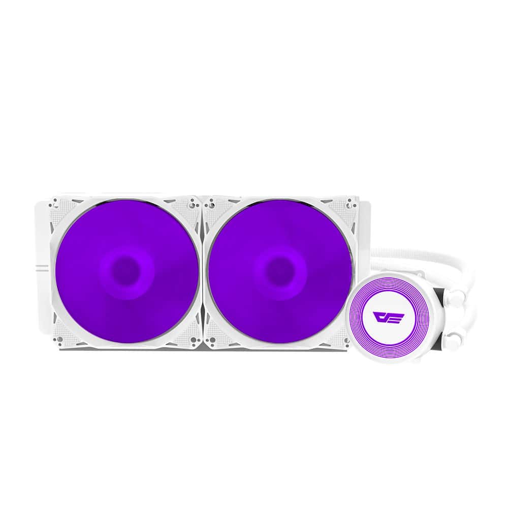 Darkflash darkFlash Aura DA-240 ARGB 240mm AIO Liquid CPU Cooler, White Edition, Dual 120mm PWM Fans - thumbnail 1