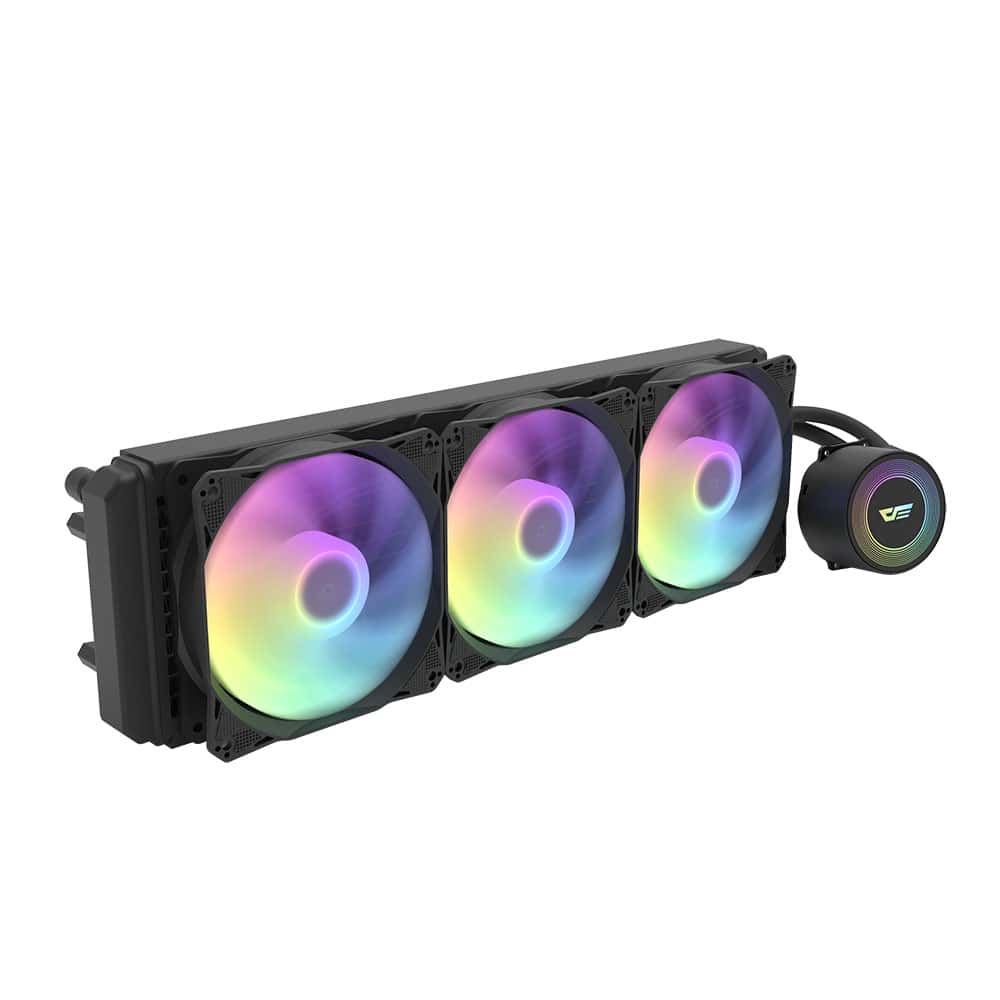 Darkflash Darkflash AURA DA360 Liquid CPU Cooler, 120mm PWD Fans, 900~1800RPM Fan Speed, 2500 RPM Pump Speed, HQ Water Pump, Wide Copper Bottom, Hydraulic Bearing, Black - thumbnail 2