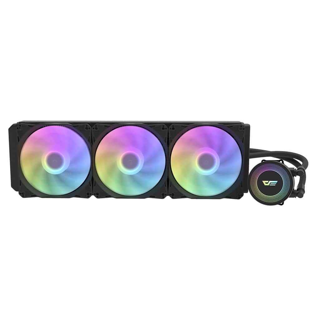 Darkflash Darkflash AURA DA360 Liquid CPU Cooler, 120mm PWD Fans, 900~1800RPM Fan Speed, 2500 RPM Pump Speed, HQ Water Pump, Wide Copper Bottom, Hydraulic Bearing, Black - thumbnail 1