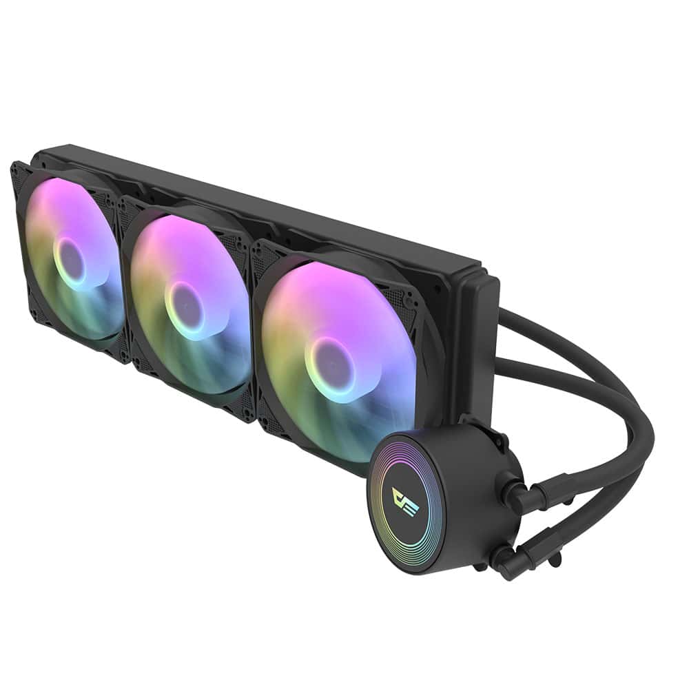 Darkflash Darkflash AURA DA360 Liquid CPU Cooler, 120mm PWD Fans, 900~1800RPM Fan Speed, 2500 RPM Pump Speed, HQ Water Pump, Wide Copper Bottom, Hydraulic Bearing, Black - thumbnail 5
