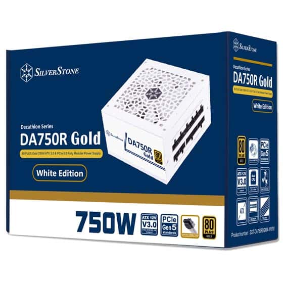 Silverstone SILVERSTONE DA750R WHITE 80PLUS GOLD 750W ATX 3.0,PCIE 5.0 FULLY MODULAR POWERSUPPLY  | SST-DA750R-GMA-WWW - thumbnail 1