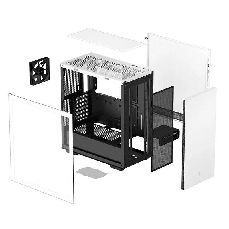 DEEPCOOL DeepCool CH510 WH Mid-tower ATX case, ABS+SPCC+Tempered Glass, 1x Pre-Installed Fans, 5x Drive Bays, 7x Expansion Slots, Motherboard Support Upto E-ATX, White | CH510-WHNNE1-G-1 - thumbnail 5