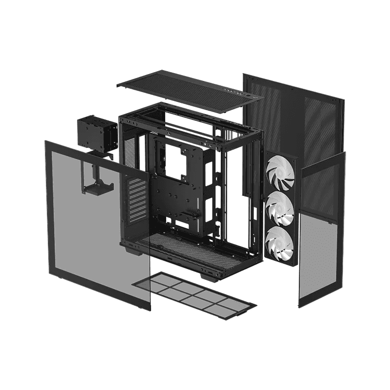 DEEPCOOL DeepCool CH780 Premium ATX+ case, ABS+SPCC+Tempered Glass, 1x Pre-Installed Fans, 5x Drive Bays, 3x Expansion Slots, Motherboard Support Up to E-ATX, Black | R-CH780-BKADE41-G-1 - thumbnail 4