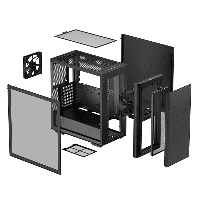 DEEPCOOL DeepCool CK500 Mid-Tower Case, 2x Pre Installed Fans, 4x Drive Bays, 7x Expansion Slots, ABS+SPCC+Tempered Glass, Balanced airflow and noise performance, Black | R-CK500-BKNNE2-G-1 - thumbnail 5