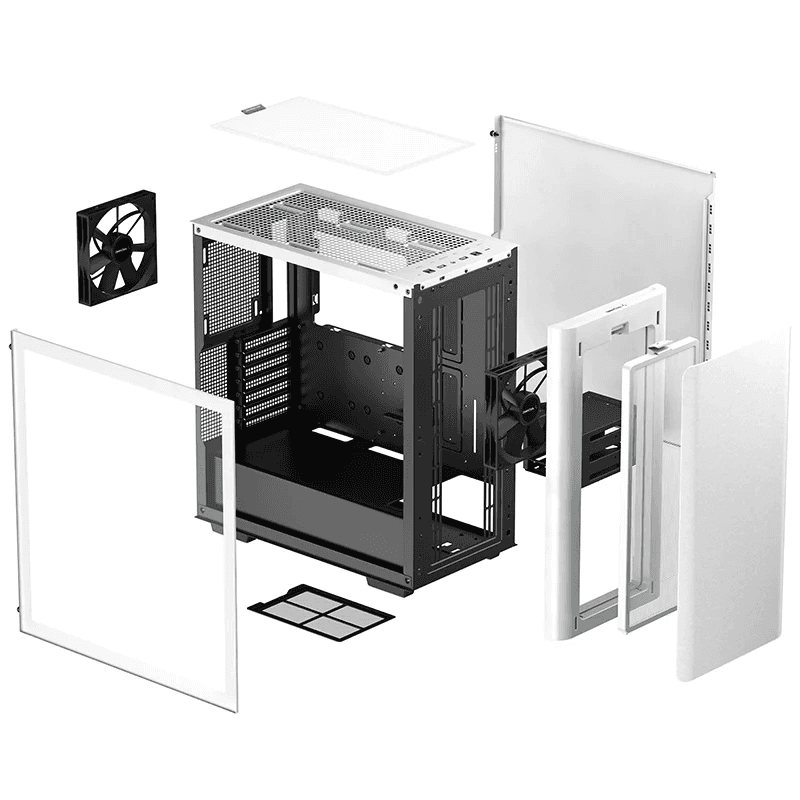 DEEPCOOL DeepCool CK500 Mid-Tower Case, 2x Pre Installed Fans, 4x Drive Bays, 7x Expansion Slots, ABS+SPCC+Tempered Glass, Balanced airflow and noise performance, White | R-CK500-WHNNE2-G-1 - thumbnail 5