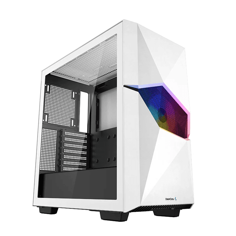 DEEPCOOL DeepCool CYCLOPS Mid-Tower Case, ABS+SPCC+Tempered Glass, 5x Drive Bays, 7x Expansion Slots, 1x Pre-Installed Fans, Motherboard Support Up To E-ATX, White | WHAAE1-C-1 - thumbnail 1