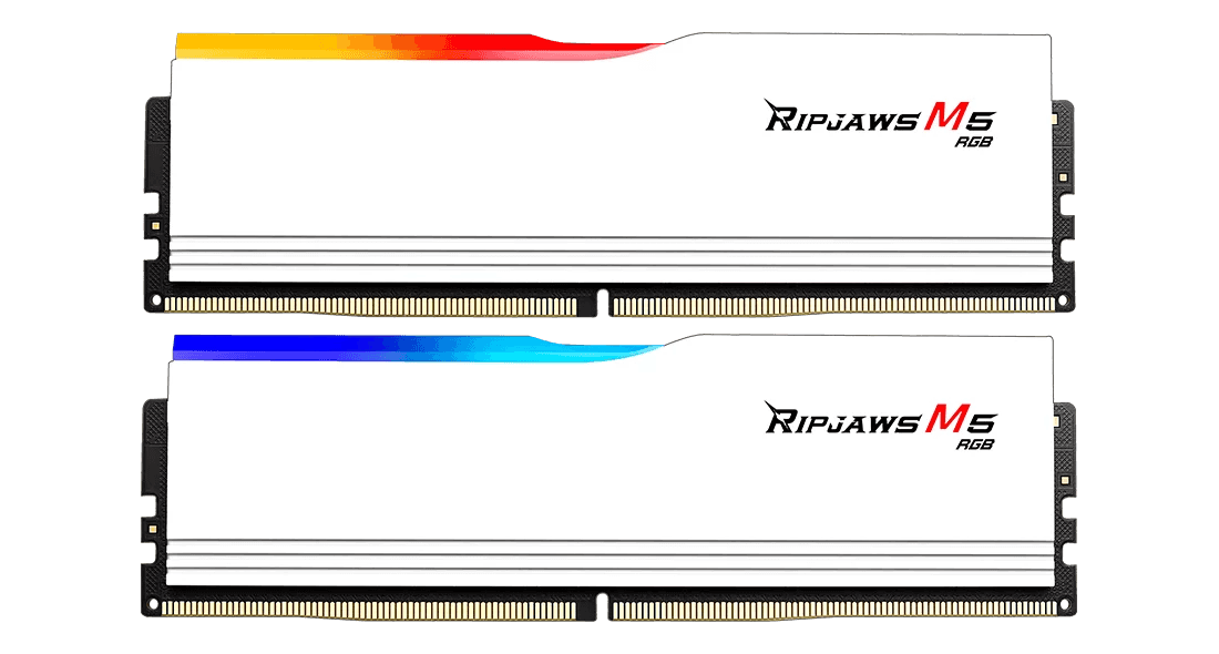 G.SKILL G Skill Ripjaws M5 RGB DDR5 32GB (2x16GB) Intel XMP Memory Kit (RAM), 6400Mhz, CL36-48-48-102 1.35V, White | F5-6400J3648F16GX2-RM5RW - thumbnail 3