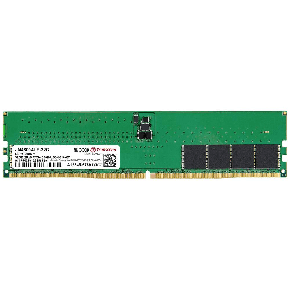Transcend Transcend 32 GB DDR5-4800MT/s Unbuffered Long-DIMM, (RAM), CL40, 288 pin, (2Gx8)x16 Component Composition | JM4800ALE-32G - thumbnail 1