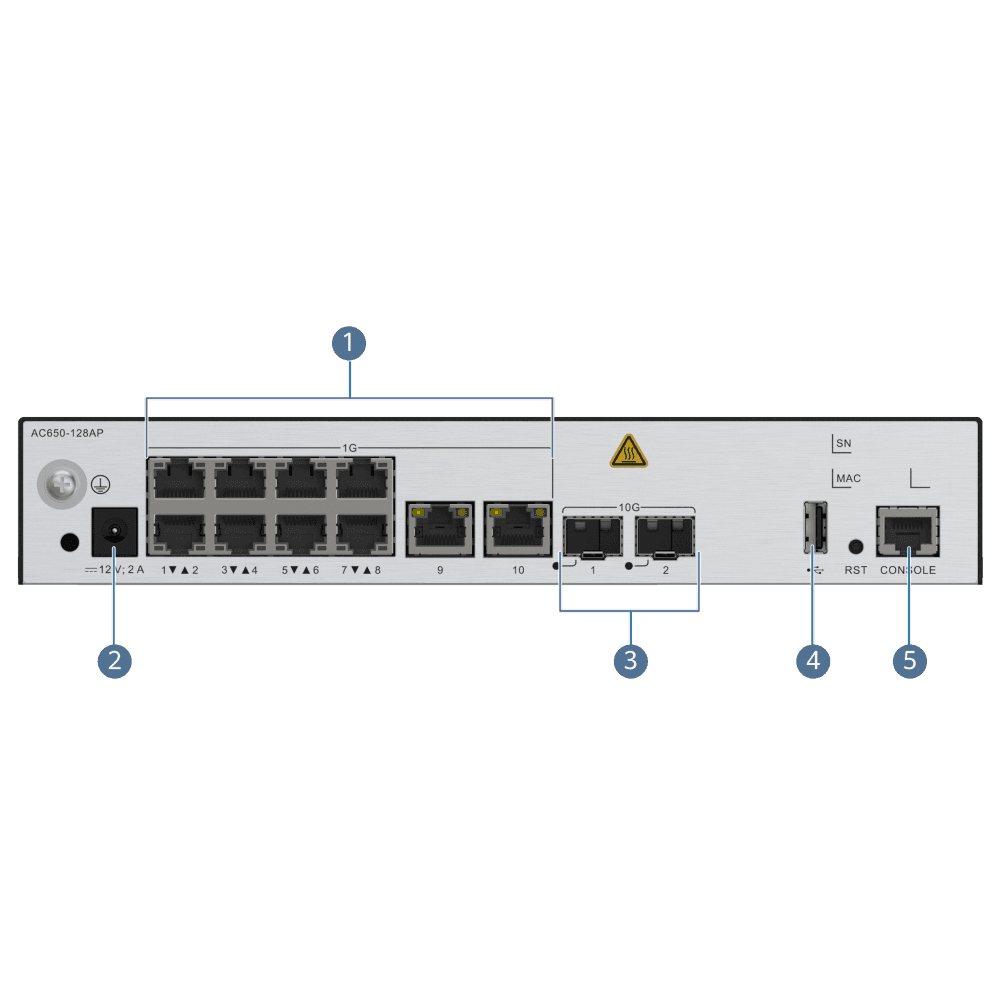Huawei AC650-128AP Wireless Access Controller, mainframe (10*GE ports, 2*10GE SFP+ ports, with the AC/DC adapter) thumbnail 2