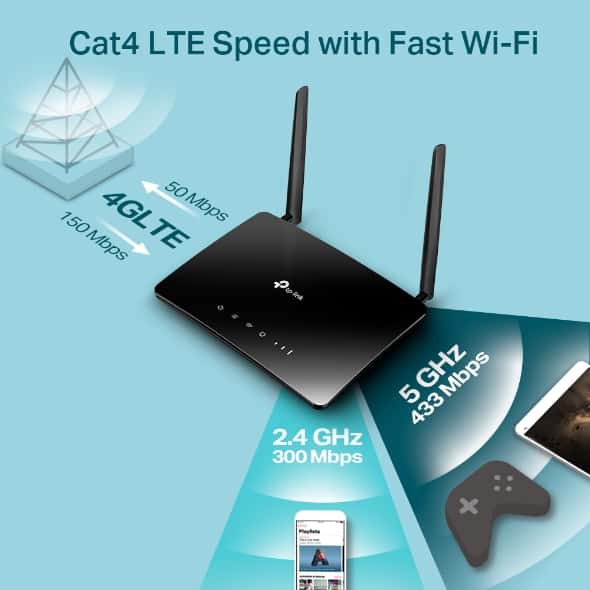 tp-link TP-LINK Archer MR202 AC750 Wireless Dual Band 4G LTE Router, Up to 300 Mbps on the 2.4GHz & 433 Mbps on the 5GHz - thumbnail 6