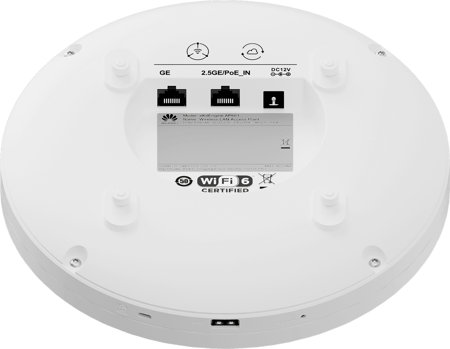 Huawei eKitEngine AP661 Access Point, Triple-Radio, Ultra-High-Speed, Wi-Fi 6, MU-MIMO, Built-in Smart Antennas, White | AP661 thumbnail 4