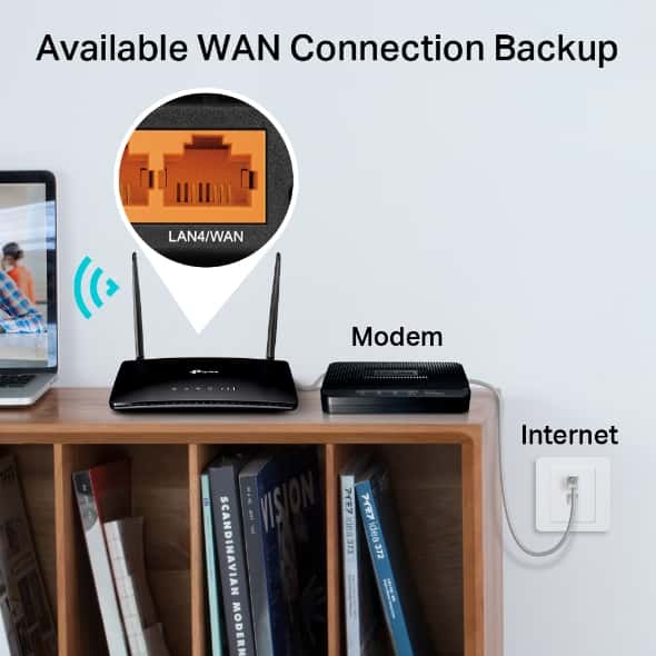 TP-LINK Archer MR202 AC750 Wireless Dual Band 4G LTE Router, Up to 300 Mbps on the 2.4GHz & 433 Mbps on the 5GHz thumbnail 5