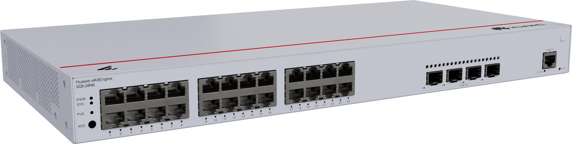 Huawei S220-24P4X Switches, 24 x 10/100/1000BASE-T Ports, 4 x 10GE SFP+ Ports, 400W PoE+, Built In AC Power, 95Mpps Packet Forwarding Rate, 128Gbit/s Switching Capacity | 98012376 - thumbnail 3