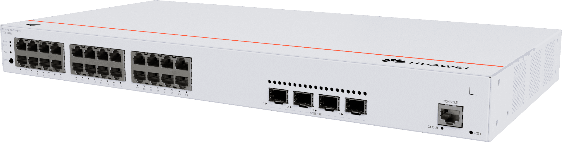Huawei S220-24P4X Switches, 24 x 10/100/1000BASE-T Ports, 4 x 10GE SFP+ Ports, 400W PoE+, Built In AC Power, 95Mpps Packet Forwarding Rate, 128Gbit/s Switching Capacity | 98012376 - thumbnail 2