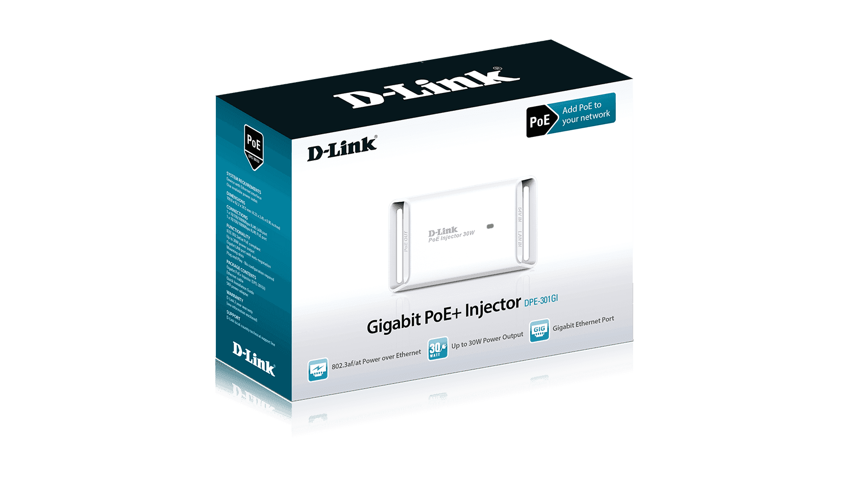 D-link D-link Gigabit PoE+ Injector DPE-301GI, 802.3at PoE, Fanless, up to 30 watts - thumbnail 5