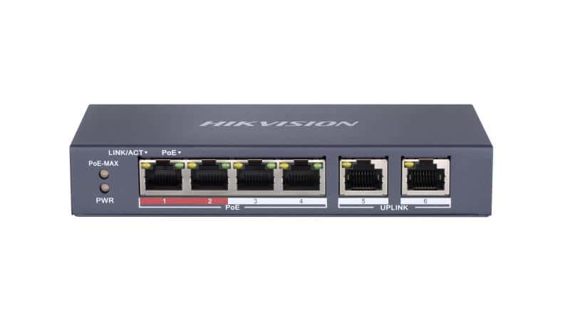 HIKVISION Hikvision DS-3E0106P-E/M 4 Port Fast Ethernet Unmanaged POE Switch - thumbnail 1
