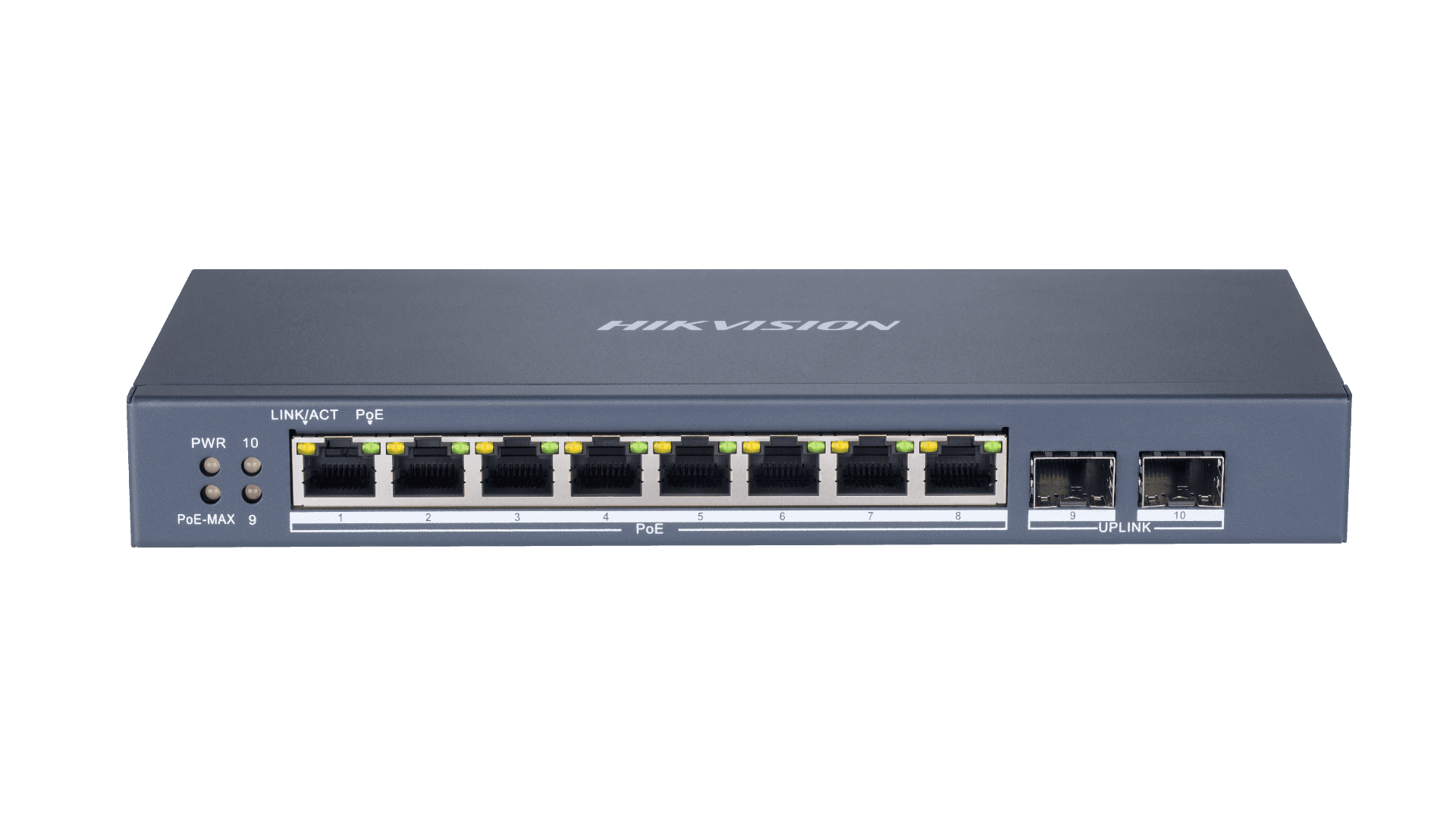 HIKVISION Hikvision DS-3E1510P-E 8 Port Gigabit Web POE Switch, 8 ?? gigabit PoE ports, 2 ?? gigabit fiber optical ports, 20 Gbps, Reliable fan-free design - thumbnail 1