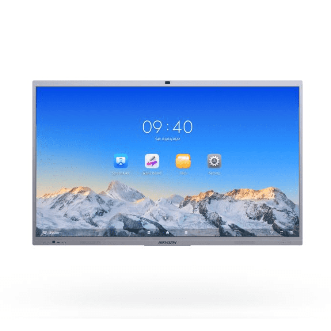 HIKVISION Hikvision DS-D5C98RB/B Hikvision Interactive Flat Panel Display With Web Cam, 98 inch 4K DLED 3840x2160 60 Hz Display, 5 ms, VA Panel, 8GB RAM 128GB ROM, Android 13.0, Up to 50 point multi-touch, EDLA - Size: 65 Inches