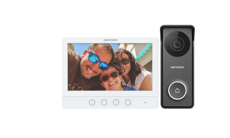 Hikvision DS-KIS213 4 Wire HD Kits Intercom System, 7" LCD TFT Screen, Built-In Omnidirectional Microphone & Loudspeaker, Supports Up to 1280 x 720 @ 60fps, Black & White thumbnail 2