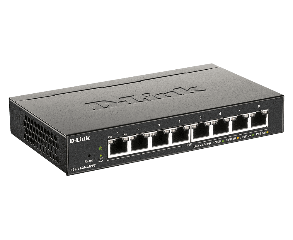 D-link D-Link DGS-1100-08P 8-Port Gigabit Smart Managed PoE Switch, 64W PoE Budget, Fanless Desktop Design, Surveillance VLAN - thumbnail 3