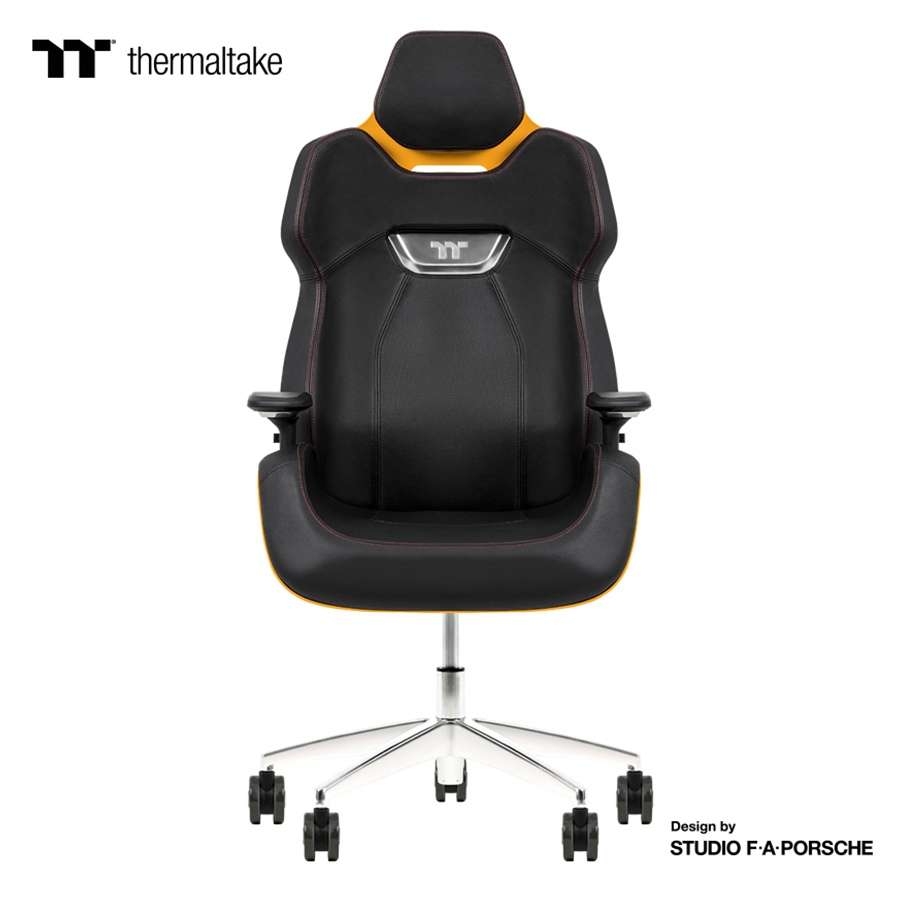 Thermaltake Argent E700 Real Leather Gaming Chair, Design by Studio F. A. Porsche, 4D Adjustable Armrests, Wire-Control Mechanism, 4 Gas Lift-Sanga Yellow - thumbnail 1