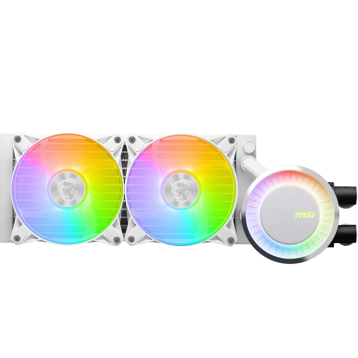 MSI MSI MAG CoreLiquid E240 White, AIO ARGB CPU Liquid Cooler, Rotating Cap Design, 240mm Radiator, Dual 120mm ARGB PWM Fans, LGA 1700 Ready, AM5 Compatible | 306-7ZW5E27-C24 - thumbnail 1