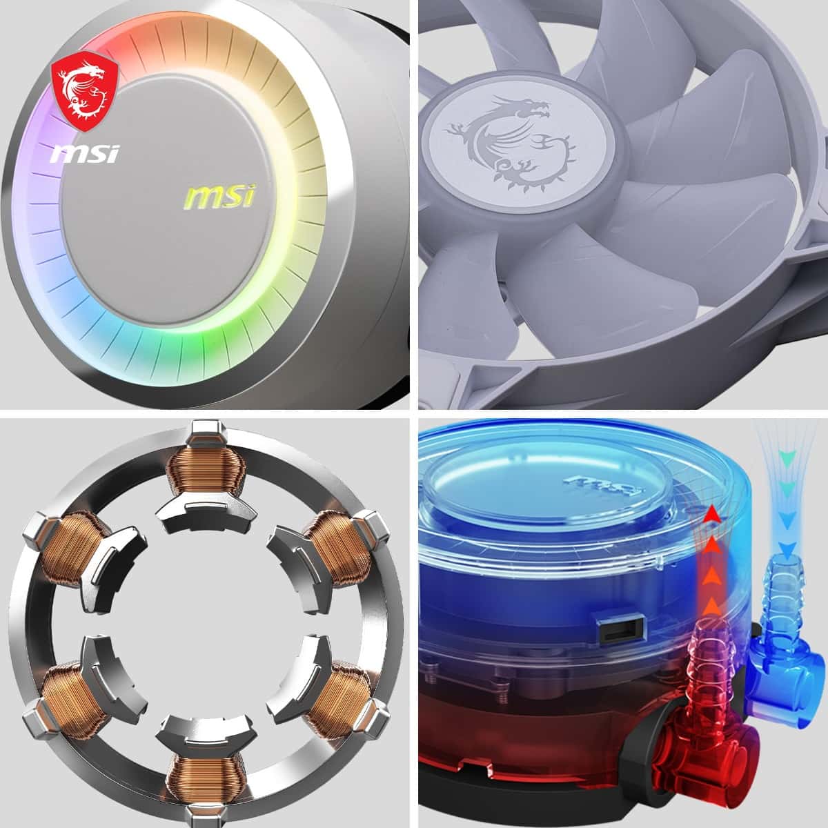 MSI MSI MAG CoreLiquid E240 White, AIO ARGB CPU Liquid Cooler, Rotating Cap Design, 240mm Radiator, Dual 120mm ARGB PWM Fans, LGA 1700 Ready, AM5 Compatible | 306-7ZW5E27-C24 - thumbnail 3