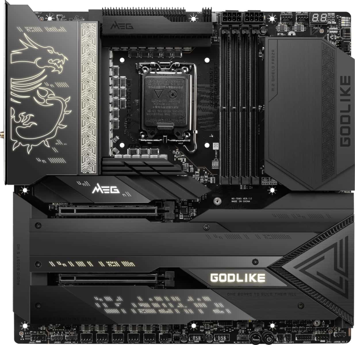 MSI MSI MEG Z790 GODLIKE LGA 1700 EATX Motherboard, 4x DDR5 Slot & Up to 192GB Max Memory, Bluetooth 5.3/ Wi-Fi 6E / 10Gbps LAN, 7x M.2, 2x PCIE x16, USB 3.2 Type-C / A, Thunderbolt 4, Black | 911-7D85-00 - thumbnail 6