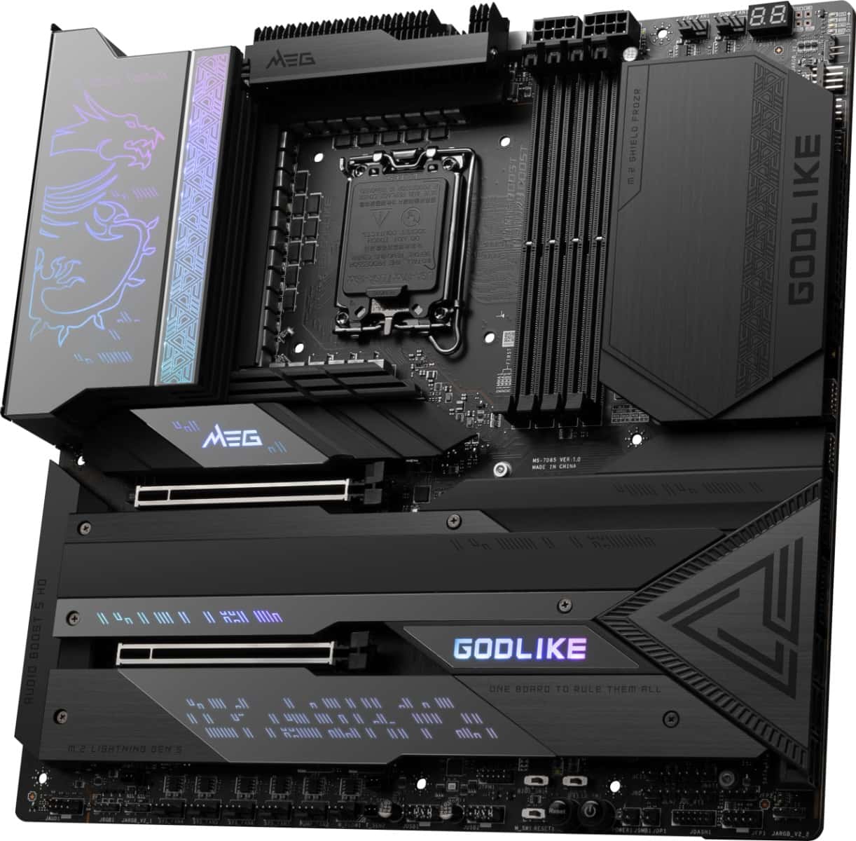 MSI MSI MEG Z790 GODLIKE LGA 1700 EATX Motherboard, 4x DDR5 Slot & Up to 192GB Max Memory, Bluetooth 5.3/ Wi-Fi 6E / 10Gbps LAN, 7x M.2, 2x PCIE x16, USB 3.2 Type-C / A, Thunderbolt 4, Black | 911-7D85-00 - thumbnail 4