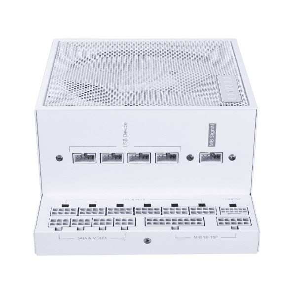 LIAN LI Lian-Li EDGE GOLD Fully Modular Power Supply, 1000W Power, 80 PLUS Gold Efficiency, 120mm FDB Fan Type, Active PFC, ATX 3.1 Form Factor, 2400 RPM Fan Speed, White | EG1000G.WH00 - thumbnail 3