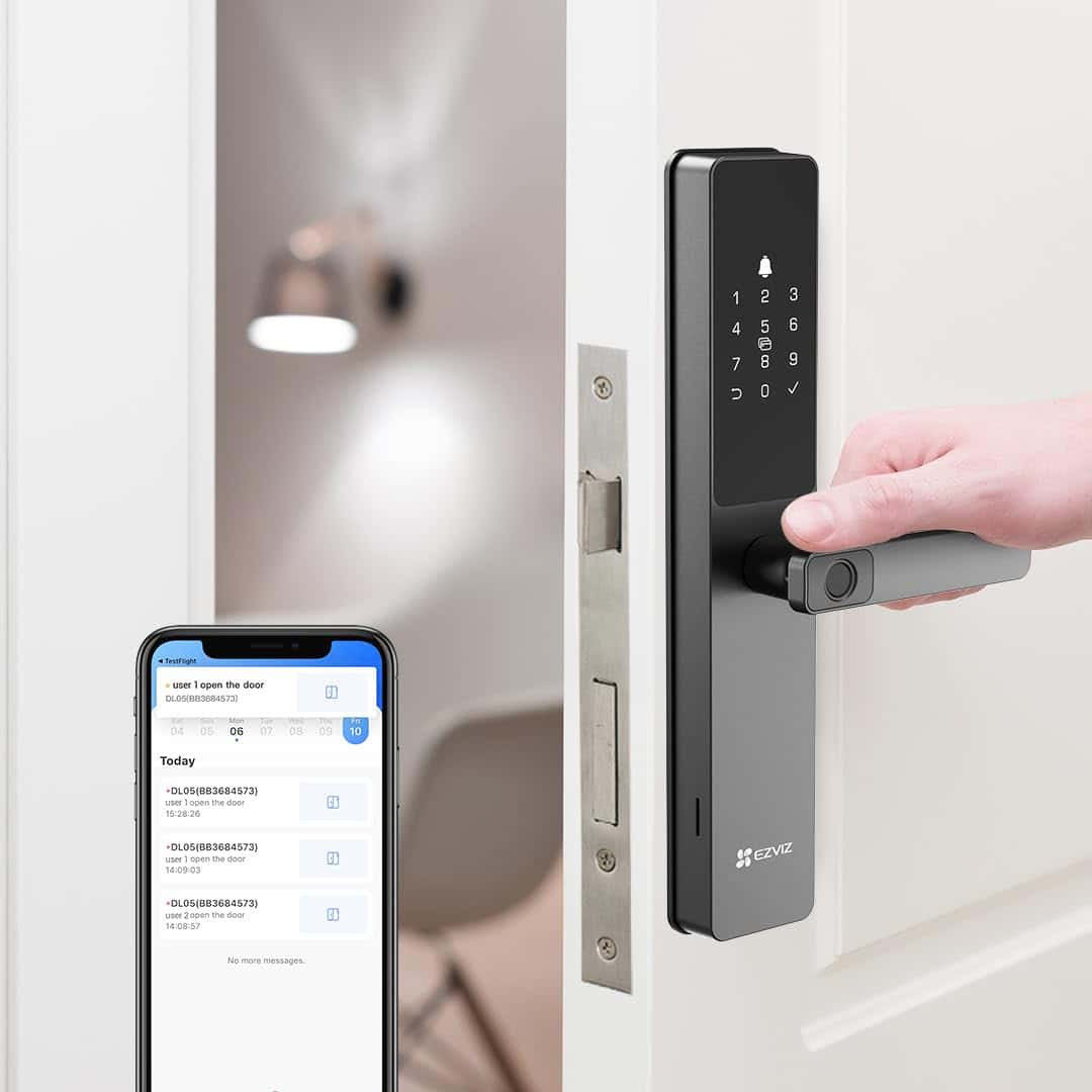 EZVIZ DL05 Smart Fingerprint Lock, Proximity Card, Passcode, Mechanical Key (For Emergency), Easy Control via EZVIZ App, Built-In Electronic Doorbell, Smart Integration with EZVIZ Cameras, Black | CS-DL05 thumbnail 3