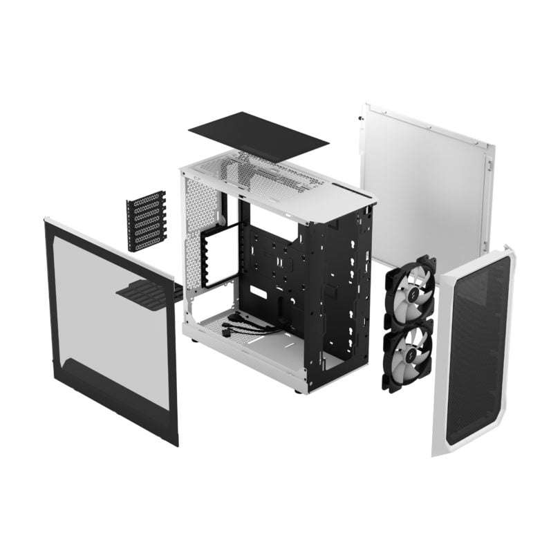 Fractal Design Fractal Design Focus 2 RGB TG Clear Tint ATX PC Case, Temp Glass Side Panel, Mesh Design Front, High Airflow, Up to 6x120mm Fan &amp; Up to 360mm Radiator, Smart Config, 2xUSB 3.0, White | FD-C-FOC2A-04 - thumbnail 10