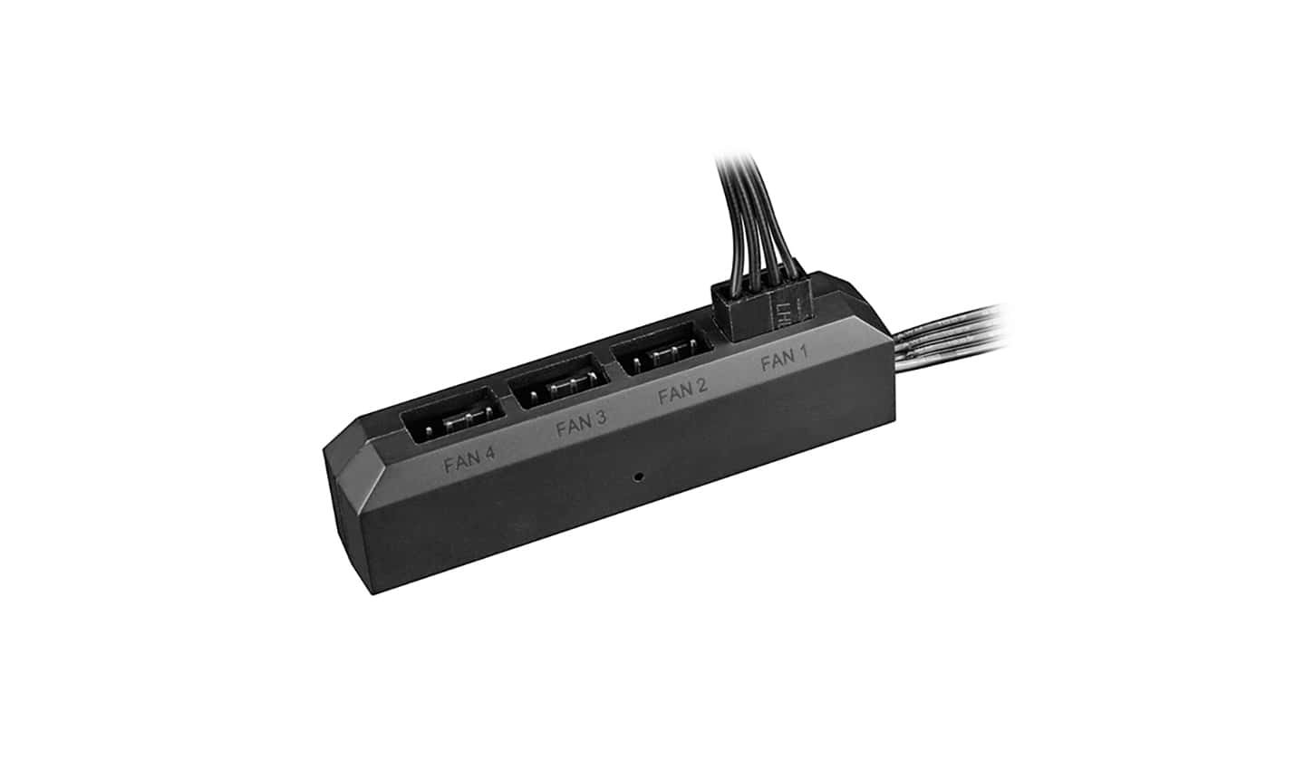  Deepcool FH-04 4 Port Fan Hub, Up to 4 fans and compatible with 3-pin/4-pin Fans, Double-faced Adhesive, Black | DP-F04PWM-HUB thumbnail 3