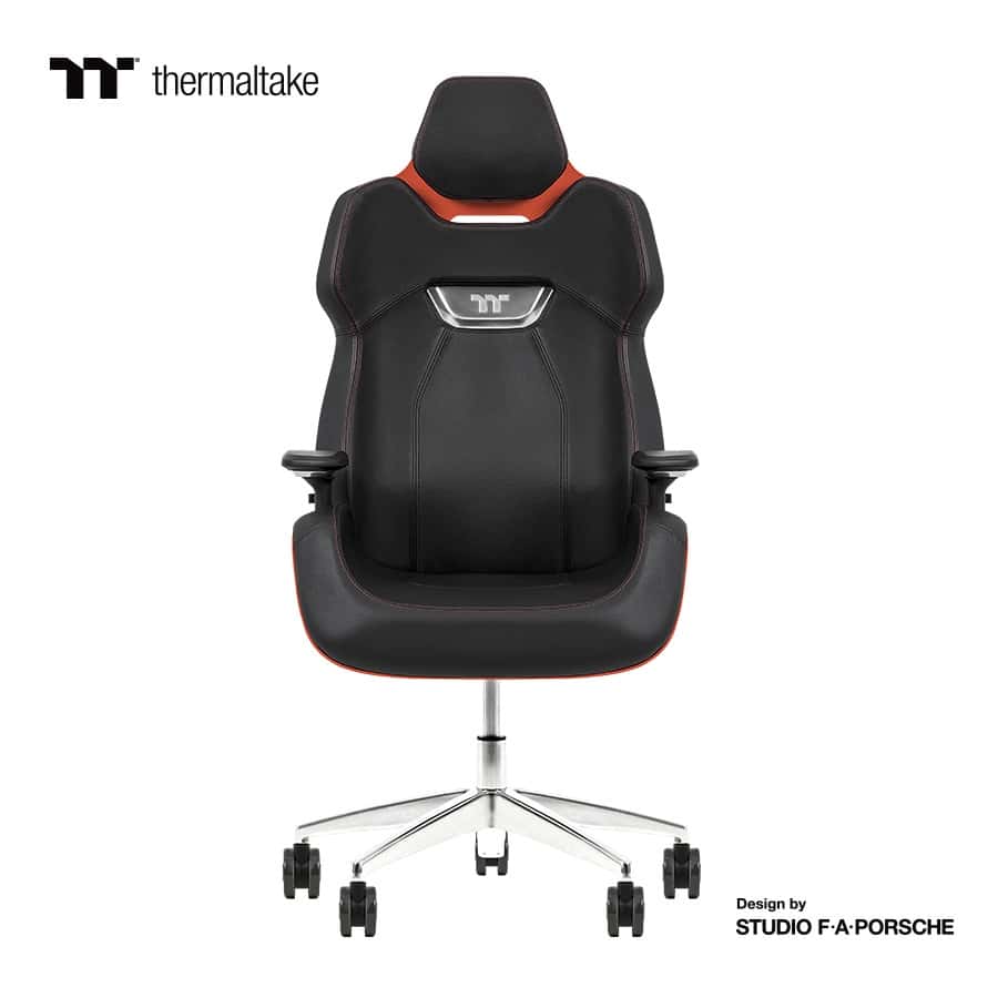 Thermaltake Argent E700 Real Leather Gaming Chair, Design by Studio F. A. Porsche, 4D Adjustable Armrests, Wire-Control Mechanism, 4 Gas Lift-Flaming Orange - thumbnail 5