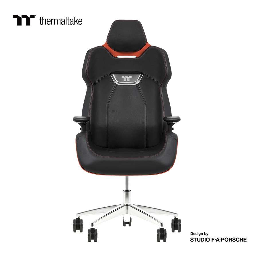 Thermaltake Argent E700 Real Leather Gaming Chair, Design by Studio F. A. Porsche, 4D Adjustable Armrests, Wire-Control Mechanism, 4 Gas Lift-Flaming Orange - thumbnail 5