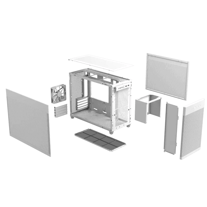 Asus Asus AP201 Prime Mesh White Edition 33L MicroATX Case, Tool-Free Side Panels, Quasi-Filter Mesh, With Support For 360mm Coolers,338mm Graphics Cards, Standard ATX PSU's, White | 90DC00G3-B39000 - thumbnail 9