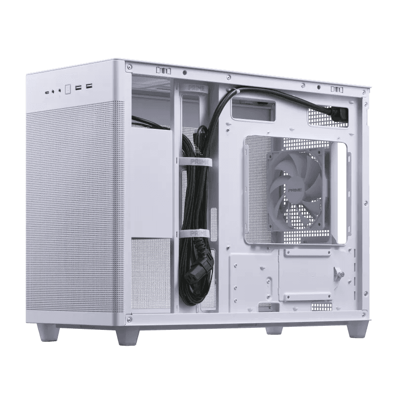 Asus Asus AP201 Prime Mesh White Edition 33L MicroATX Case, Tool-Free Side Panels, Quasi-Filter Mesh, With Support For 360mm Coolers,338mm Graphics Cards, Standard ATX PSU's, White | 90DC00G3-B39000 - thumbnail 6
