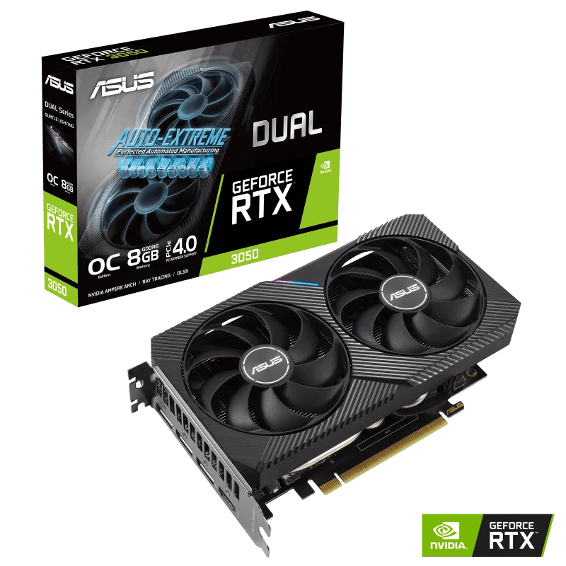 Asus Dual GeForce RTX 3050 OC Edition Graphics Card, 8GB GDDR6 128 Bit Memory, PCI Express 4.0 Bus, 2560 Cuda Cores, 14 Gbps, 2 Slot, 1852 MHz Engine Clock, OpenGL 4.6 | 90YV0HH0-M0NA00 - thumbnail 4