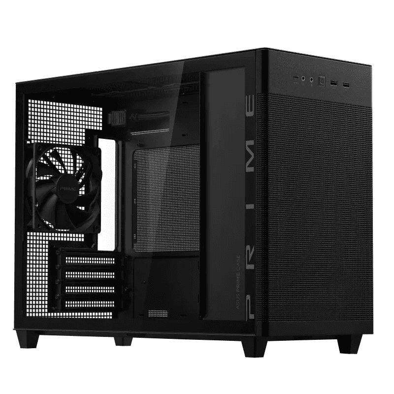 Asus ASUS Prime AP201 Tempered Glass MicroATX Computer Case, Removable Dust Filter, Up to 360mm Radiator Support, Up to 4 Fans, Black | 90DC00G0-B39010 - thumbnail 5