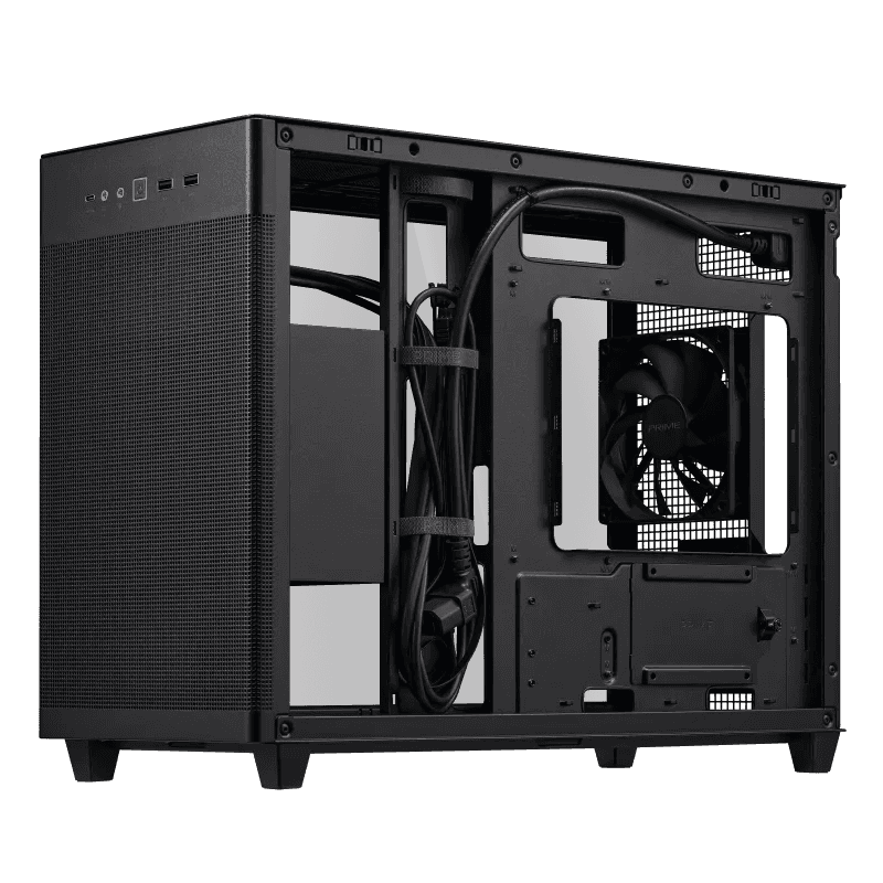 Asus ASUS Prime AP201 Tempered Glass MicroATX Computer Case, Removable Dust Filter, Up to 360mm Radiator Support, Up to 4 Fans, Black | 90DC00G0-B39010 - thumbnail 2
