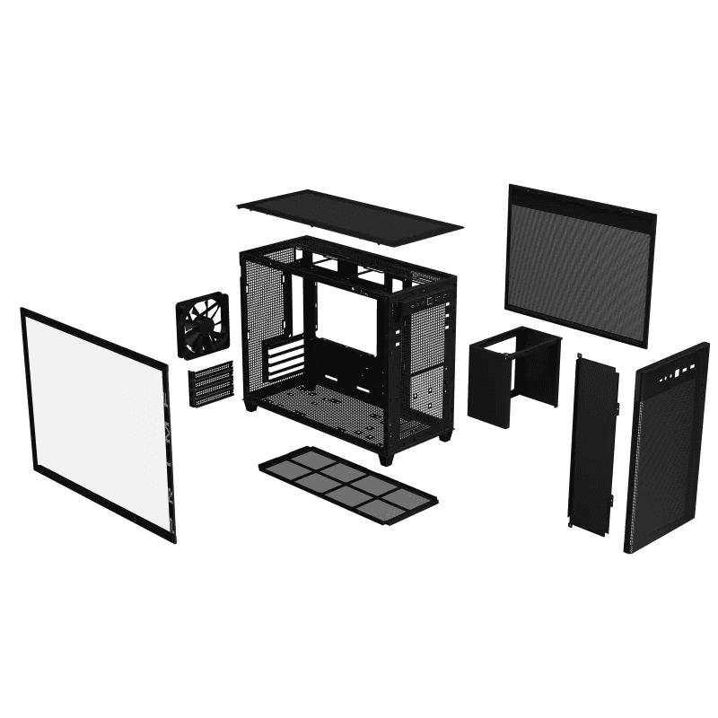 Asus ASUS Prime AP201 Tempered Glass MicroATX Computer Case, Removable Dust Filter, Up to 360mm Radiator Support, Up to 4 Fans, Black | 90DC00G0-B39010 - thumbnail 7