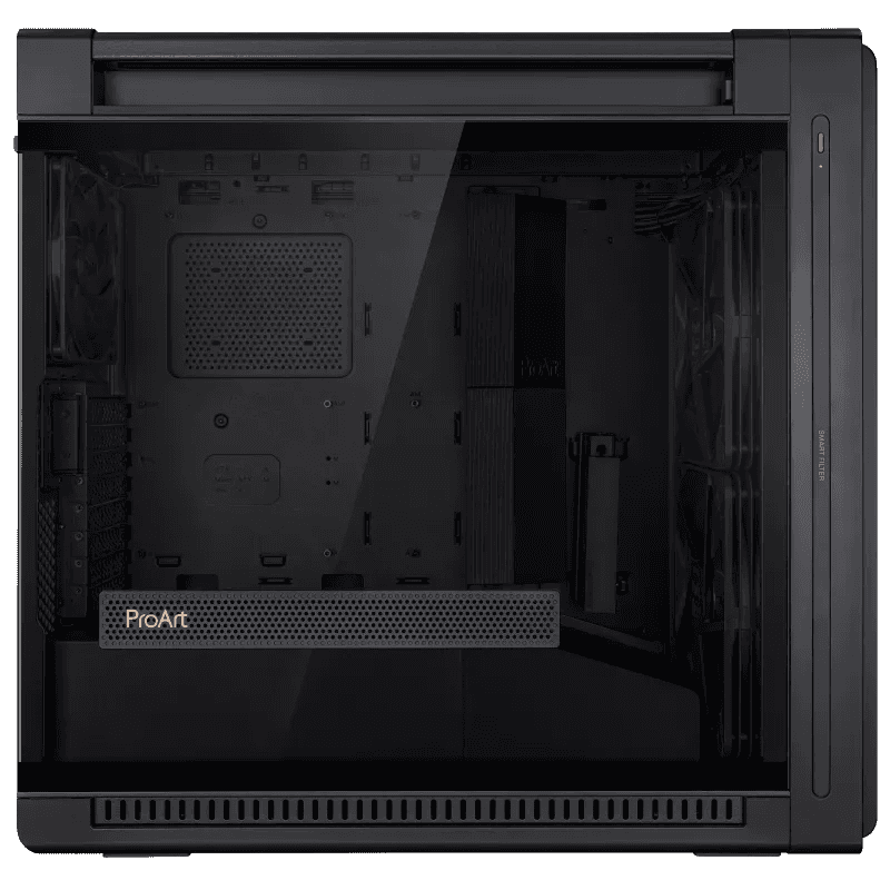 Asus ProArt PA602 Gaming E-ATX Computer Case, 2x 200mm & 1x 140mm Pre-Installed Fans, Up to 420mm Radiator & 6x Fans Support, Dual Air Deflectors, 15.5mm Open Grills, Black | 90DC00J0-B09000 thumbnail 2