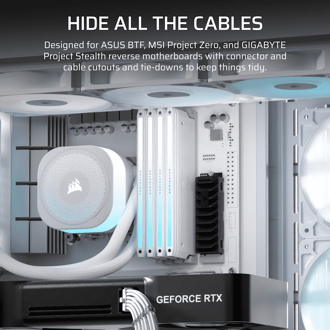 Corsair CORSAIR FRAME 4500X RS-R ARGB White Panoramic Mid-Tower Case, Curved Glass, 3x Reverse Fans, Reverse-Connector Support, White | CC-9011315-WW - thumbnail 6